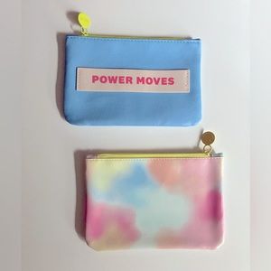 IPSY Set of 2 Make Up Bags, Power Moves, Travel Pouch, Cosmetic Bags, Happy Face